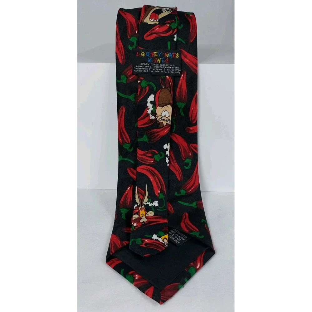 Vintage 1996‎ Looney Tunes Mania Necktie Hot Pepper All Over Print Tie 4